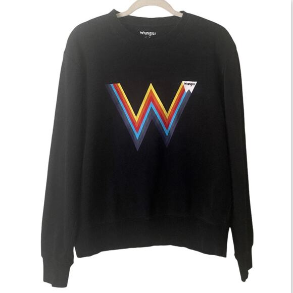 Wrangler | Crewneck Sweatshirt Rainbow Pride Retro Logo Unisex Black Medium - Picture 1 of 5